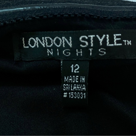 London Style Nights Asymmetrical One Strap Ruffled Dress 12 Black Knee Length - Picture 10 of 14